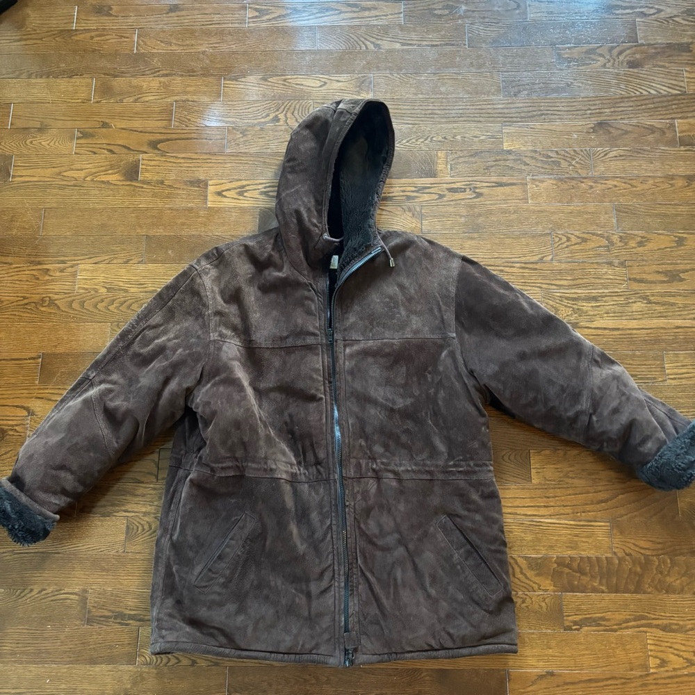 Vintage Suede Brown Hooded Jacket